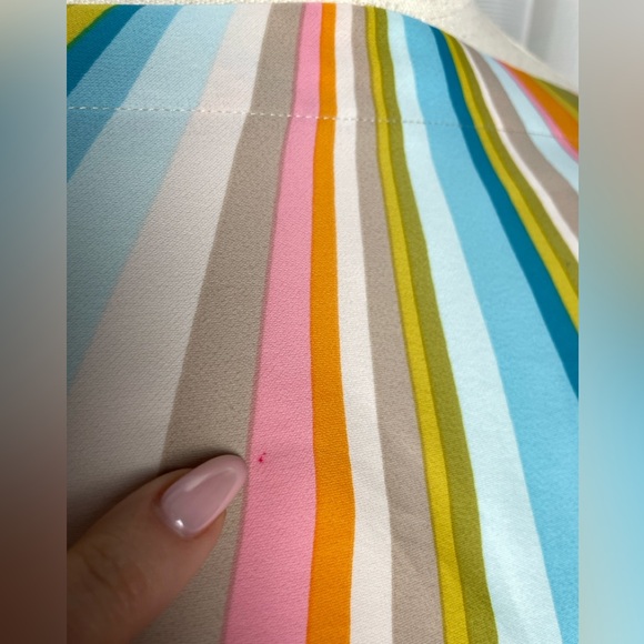Trina Turk Loveable Off the Shoulder Multicolor Bright Striped Summer Top Small - Picture 8 of 15